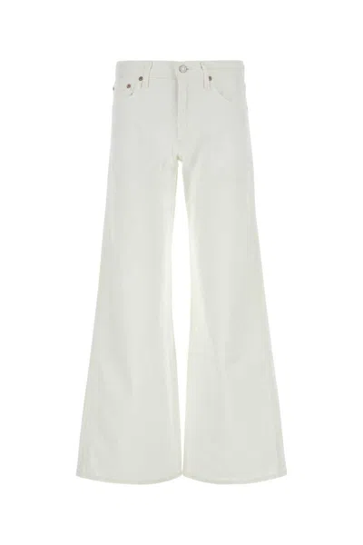 Agolde White Denim Clara Wide-leg Jeans