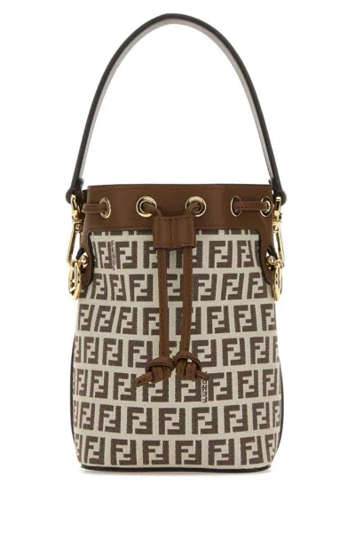 Fendi Embroidered Fabric And Leather Mini Mon Tresor Bucket Bag In Printed