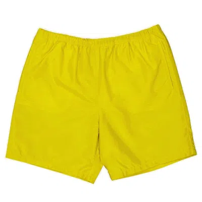 Prada Triangle Logo Plaque Elastic Swim Shorts In Yellow