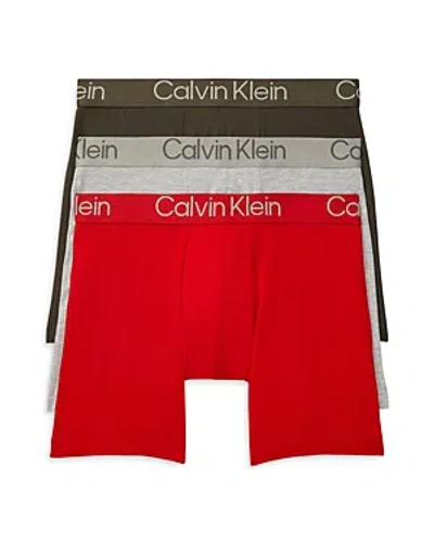 Calvin Klein Ultra Soft Modern Boxer Briefs, Pack Of 3 In Flint Stone/black/rouge