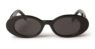 Palm Angels Gilroy Black Acetate Oval Sunglasses In Black Dark Grey