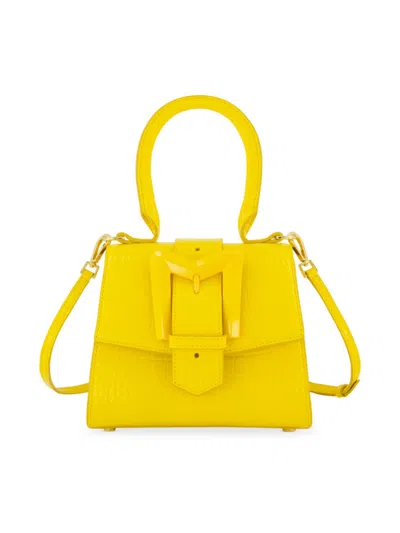 Mac Duggal Women's Mini Crocodile-embossed Leather Top Handle Bag In Sunshine