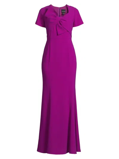 Shani Women's Crepe Bow Bodice Gown In Berry