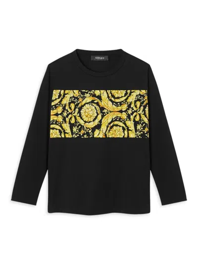 Versace Kids' Little Boy's & Boy's Barocco Jersey Long-sleeve T-shirt In Black Gold