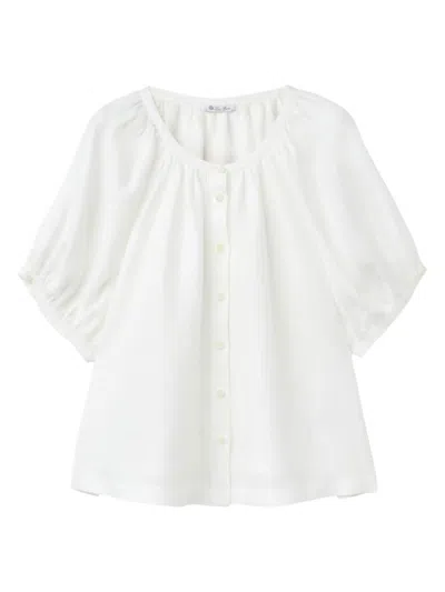 Loro Piana Women's Gritt Linen Shirt In Optical White