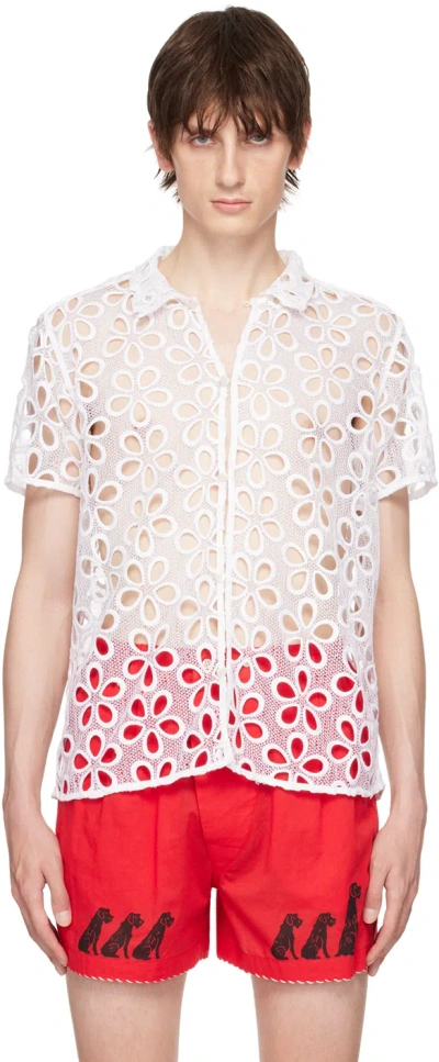 Bode Primrose Floral-lace Shirt In White