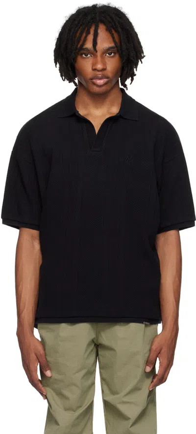 Represent Pointelle-knit Polo Shirt In Black