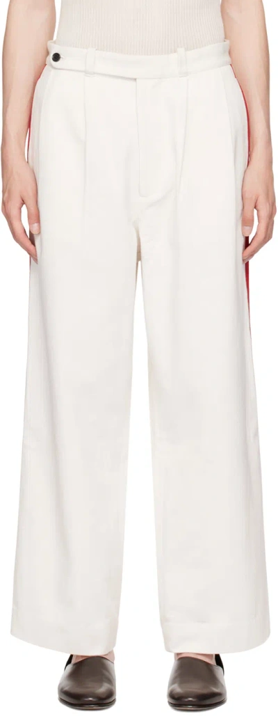 Bode Skunk Tail Straight-leg Trousers In White
