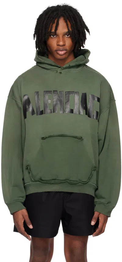 Balenciaga Logo Gaffer Type Vintage Cotton Hoodie In Dark Green