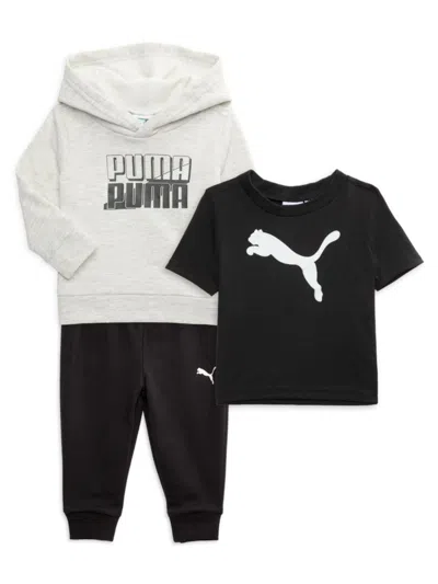 Puma Baby Boy's 3-piece Logo Graphic Tee, Hoodie & Joggers Set In Grey