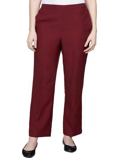 Alfred Dunner Petites Womens Textured Polyester Straight Leg Pants In Red