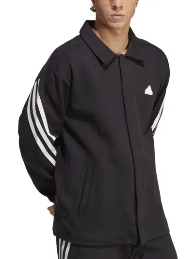Adidas Originals Icons Classic Mens Striped Cotton Athletic Jacket In Black