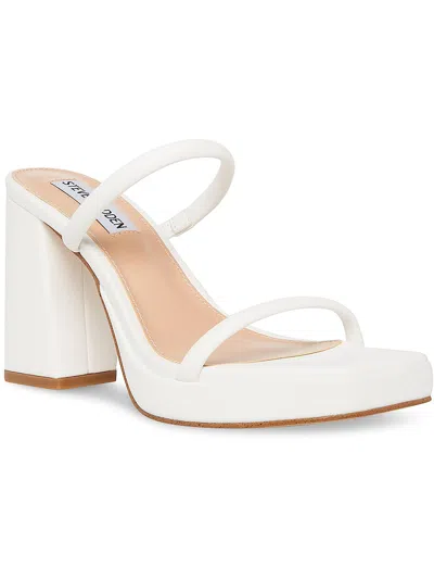 Steve Madden Polly Womens Faux Leather Slide Sandals In White