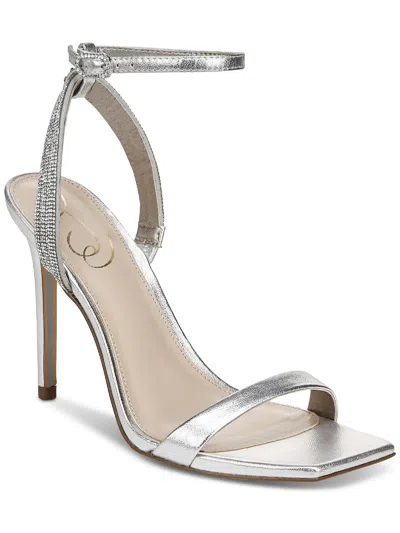 Sam Edelman Ophelia Womens Embellished Square Toe Heels In Silver