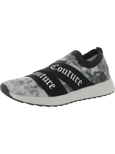 Juicy Couture Alvia Womens Performance Fitness Slip-on Sneakers In Black,white Tie Dye