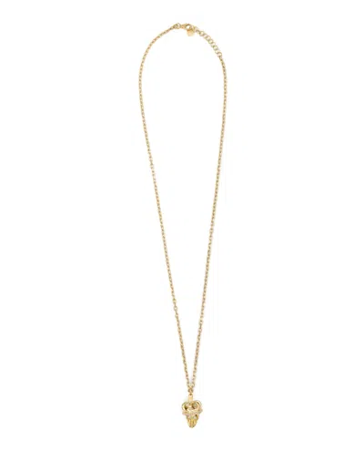 Philipp Plein Gold-tone Ip Stainless Steel 3d Crowned $kull Cable Chain 29-1/2" Pendant Necklace
