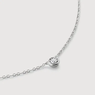 Monica Vinader Sterling Silver Lab Grown Diamond Large Solitaire Necklace Adjustable 41-46cm/16-18' Lab Grown Diamo In Metallic