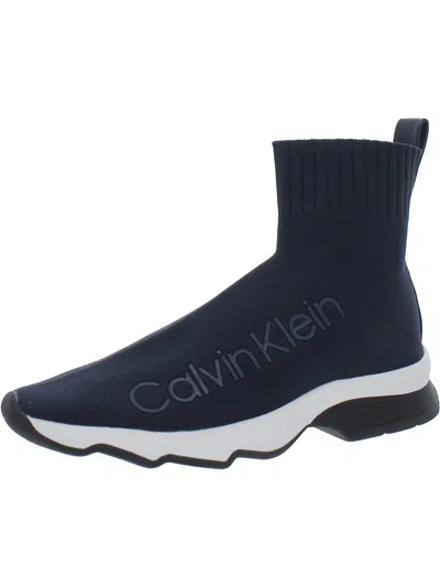 Calvin Klein Womens Padded Insole Man Made Casual And Fashion Sneakers In Blue
