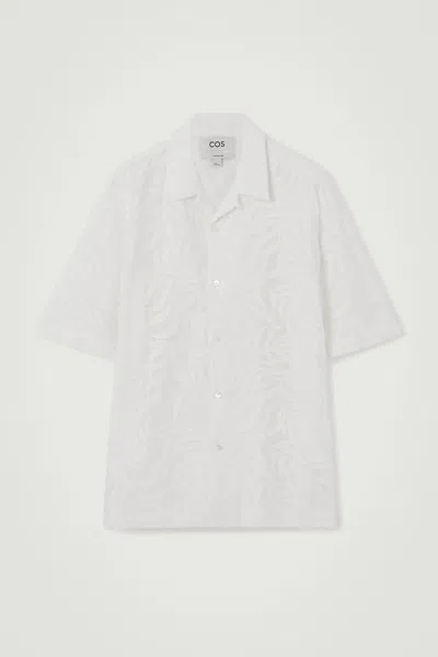 Cos Broderie Anglaise Short-sleeved Shirt In White