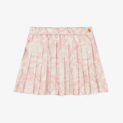 Versace Babies' Barocco-print Pleated Miniskirt In Pink