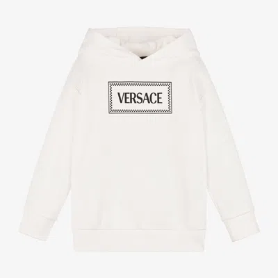 Versace Kids' Logo-print Hoodie In White