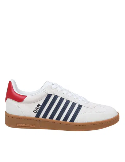 Dsquared2 Suede Sneakers In White/blu