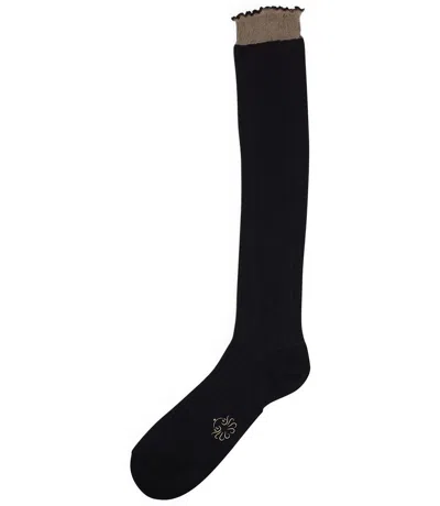 Alto Milano Black Gilma Long Sock In 021 Black