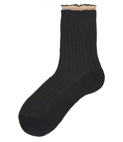 Alto Milano Black Gilma Short Socks In 021 Black