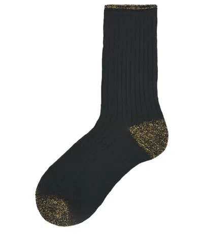 Alto Milano Black Gold Donna Short Socks In 121 Black Gold