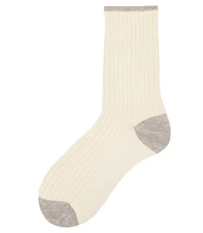 Alto Milano Ecru Donna Short Socks In 126 Ecru