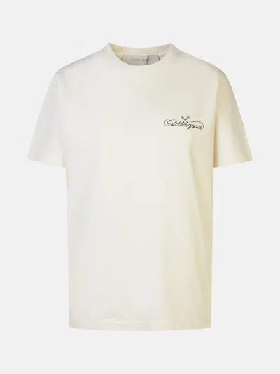 Golden Goose 'journey' White Cotton T-shirt In Ivory