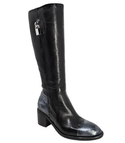 Madison Maison Black Tall Hand Rubbed Lock Boot In 39.5