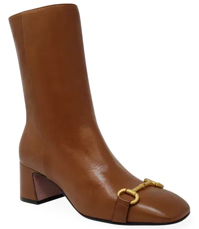 Madison Maison Cognac Leather Back Stripe Boot In 40