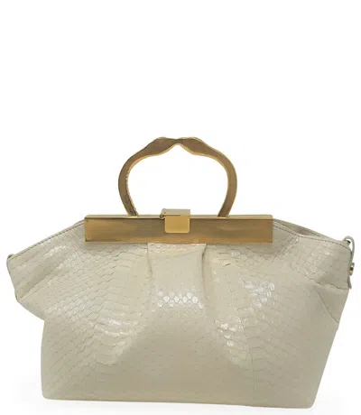 Madison Maison ™ Cream Leather Min Bag With Snake Handle
