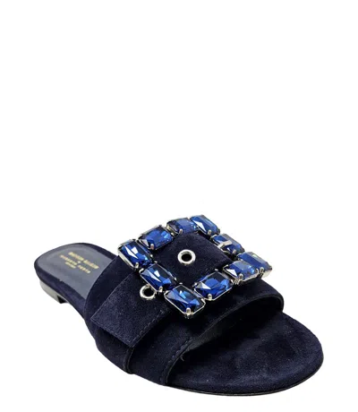 Madison Maison ™ Fade Jeweled Buckle Navy Suede Sandal In 36.5