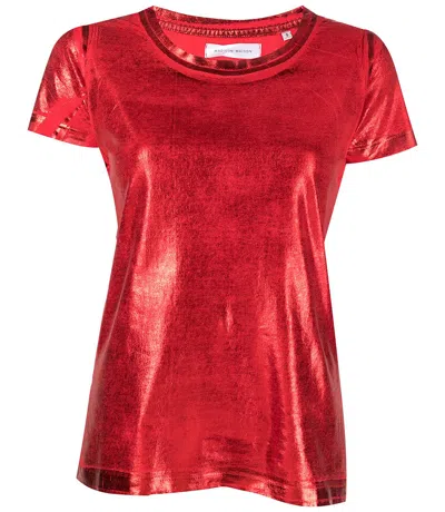Madison Maison Metallic Coated Cotton T-shirt In Red/red