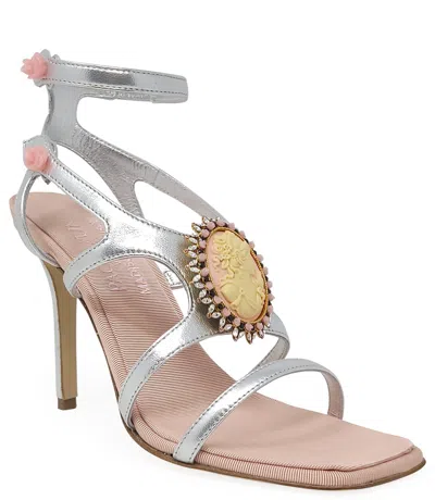 Madison Maison Silver/pink Leather High Heel Sandal In Grey