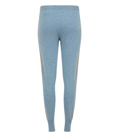 Madison Maison ™ Sky Blue Cashmere Sweat Pants W/ Gold Laminated Bands In 113 Skye Blue