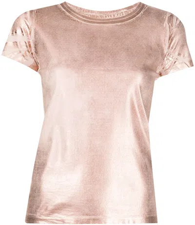 Madison Maison Metallic Coated Cotton T-shirt In Powder/rose Gold