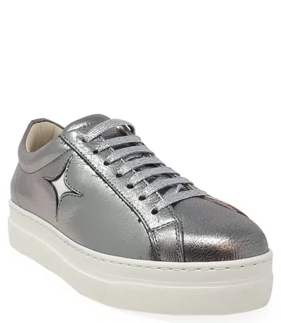 Madison Maison Silver Leather Platform Sneaker In Grey