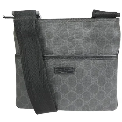 Gucci Gg Supreme Grey Canvas Shoulder Bag () In Black
