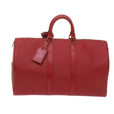 Pre-owned Louis Vuitton Keepall 45 Red Leather Travel Bag ()