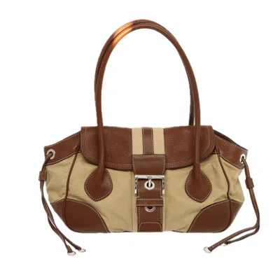 Prada -- Beige Synthetic Shoulder Bag () In Brown