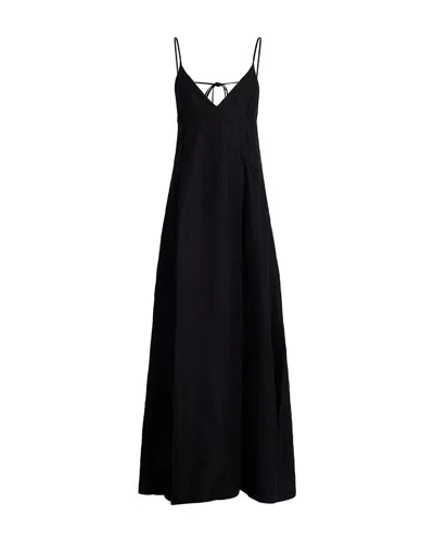 Another Tomorrow Seamed Slip Dress In Black