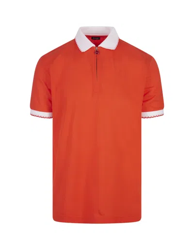 Kiton Orange Piqué Polo Shirt With Zip