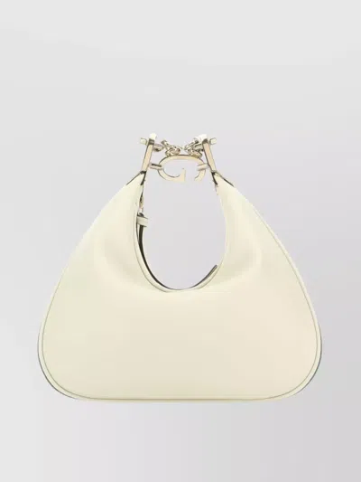 Gucci Ivory Leather Small  Attache Shoulder Bag In Beige