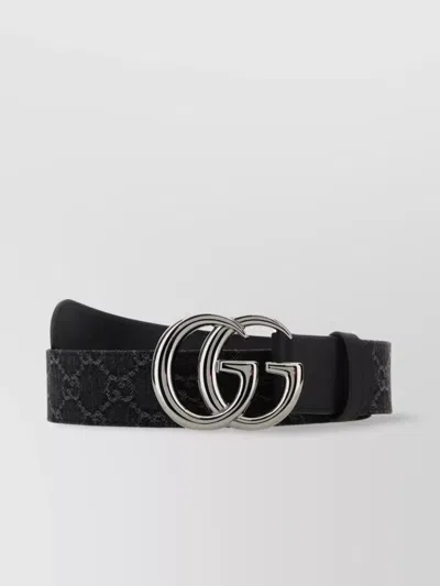 Gucci Woman Gg Denim Belt In Black