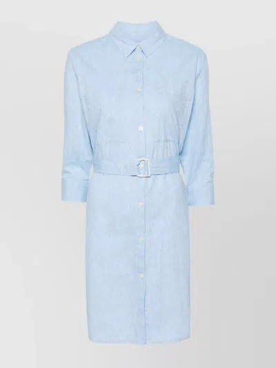 Woolrich Belted Shirt Minidress In Blue