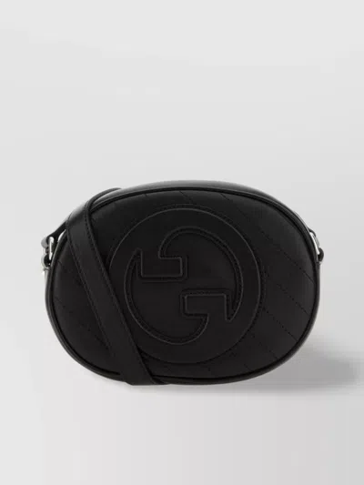 Gucci Woman Black Leather Mini  Blondie Crossbody Bag