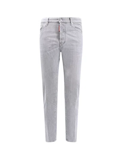 Dsquared2 Cotton Trouser With Back Logo Patch In Gray